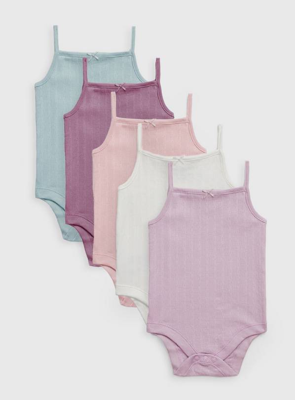 Pastel Strappy Pointelle Bodysuits 5 Pack 3-6 months